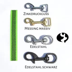 Karabiner für 10m Anti-Rutsch Fährtenleine 15mm mit Baumwolltouch (weich)