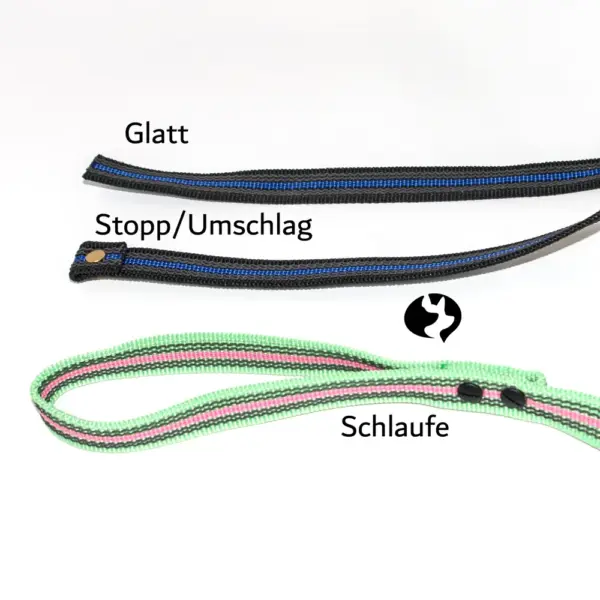 10m Fährtenleine aus 20mm gummiertem Gurtband (fest) -Leinenenden