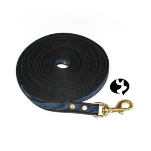 10m gummierte Gurtband-Leine in 20mm mit Messing und Stopp - Produktbild